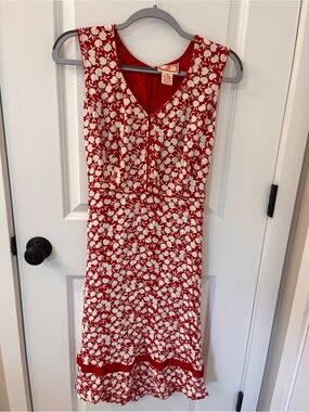 April Cornell Red and White Floral Midi Dress